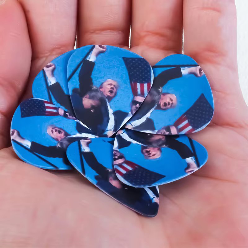 SOACH 10Pcs Trump Rally Shooter Guitar Picks Thickness 0.46 0.71 1.0mm Guitar Pick Ukulele Guitar Accessories Guitar Paddles