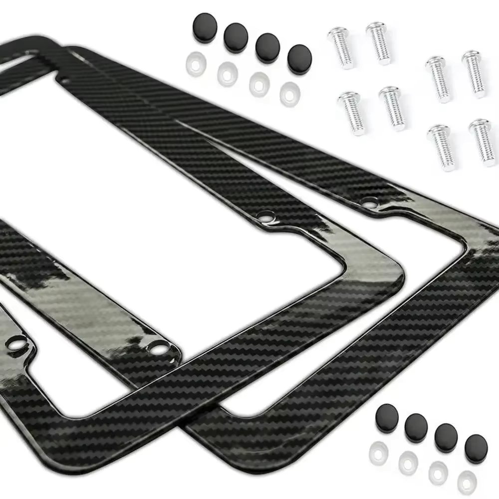 NEW Motorcycl 30*15CM 1/2pcs License Plate Frame Carbon pattern Plastic License Plate Frame Bracket with Standard Screw Kits