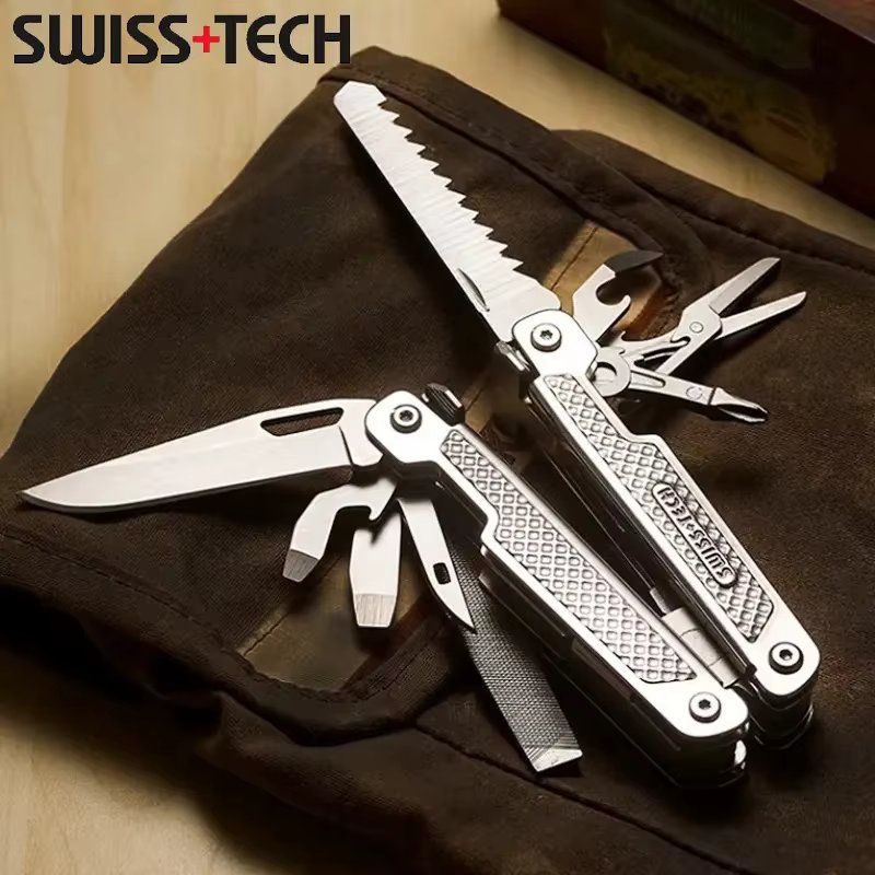SWISS TECH  15in1 Outdoor Multi-tool Camping Supplies EDC Survival Tactical Hunting Hiking Pocketknife Nature hike