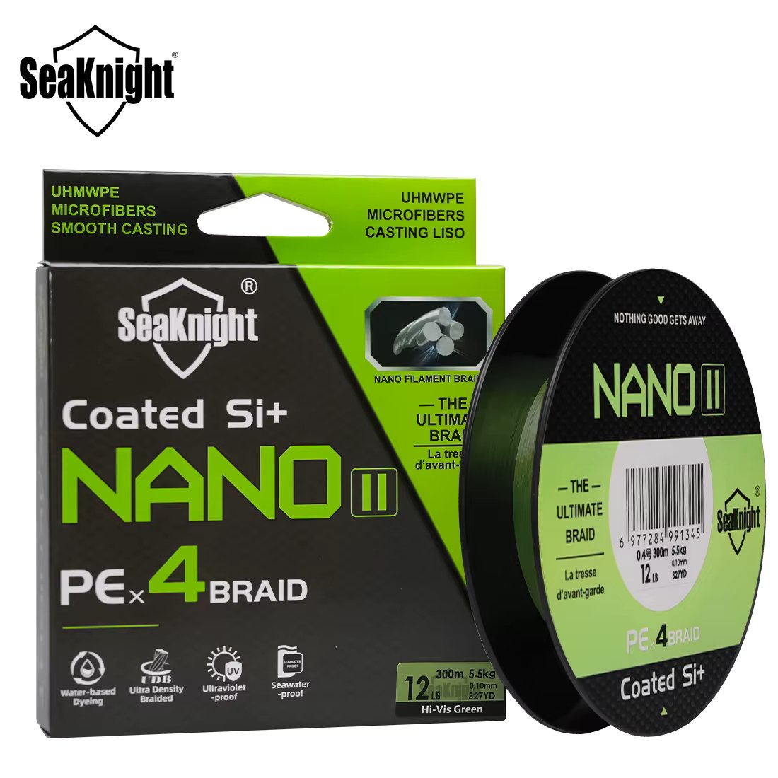 SeaKnight Brand NANO II Series 300M 100M PE Fishing Line 4 Strands Braided Line Freshwater/Seawater fishing 2024 new 7/9/12/15LB