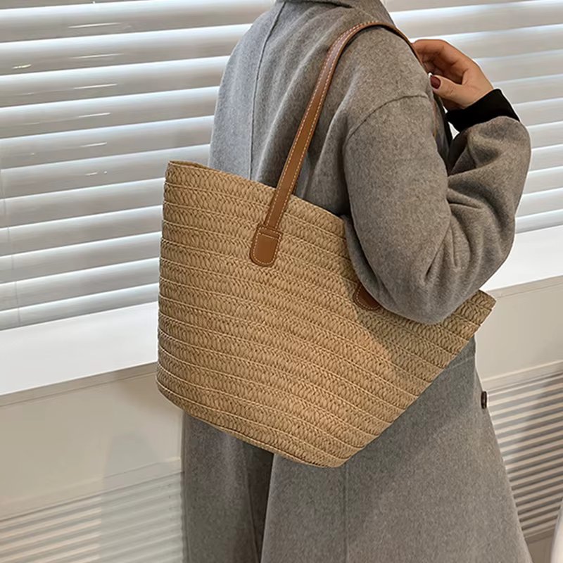 Yogodlns Summer Large Capacity Straw Bag For Women Knitted Straw Bag Bohemia Top-handle Bag Travel Totes Bags Armpit Bag  bolsa