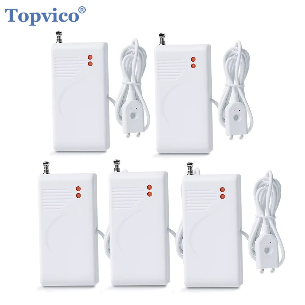 Topvico 1/2/3/5pcs 433mhz Water Leak Detector Sensor For Underground Basement Sump Pump Overflow Alarm Hub Required