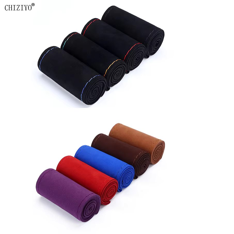 Newest Suede Leather Car Steering Wheel Cover Size 37-38cm Braide With Needle thread For Camry Carola Teana Bora CX4 K4 K3 ect