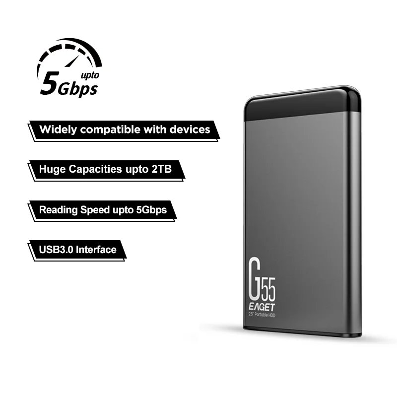 Eaget 2.5 inch Portable HDD 5400 RPM USB 3.0 Hard Disk Drive 500GB 1TB 2TB External Mechanical Hard Drive for Laptop Desktop
