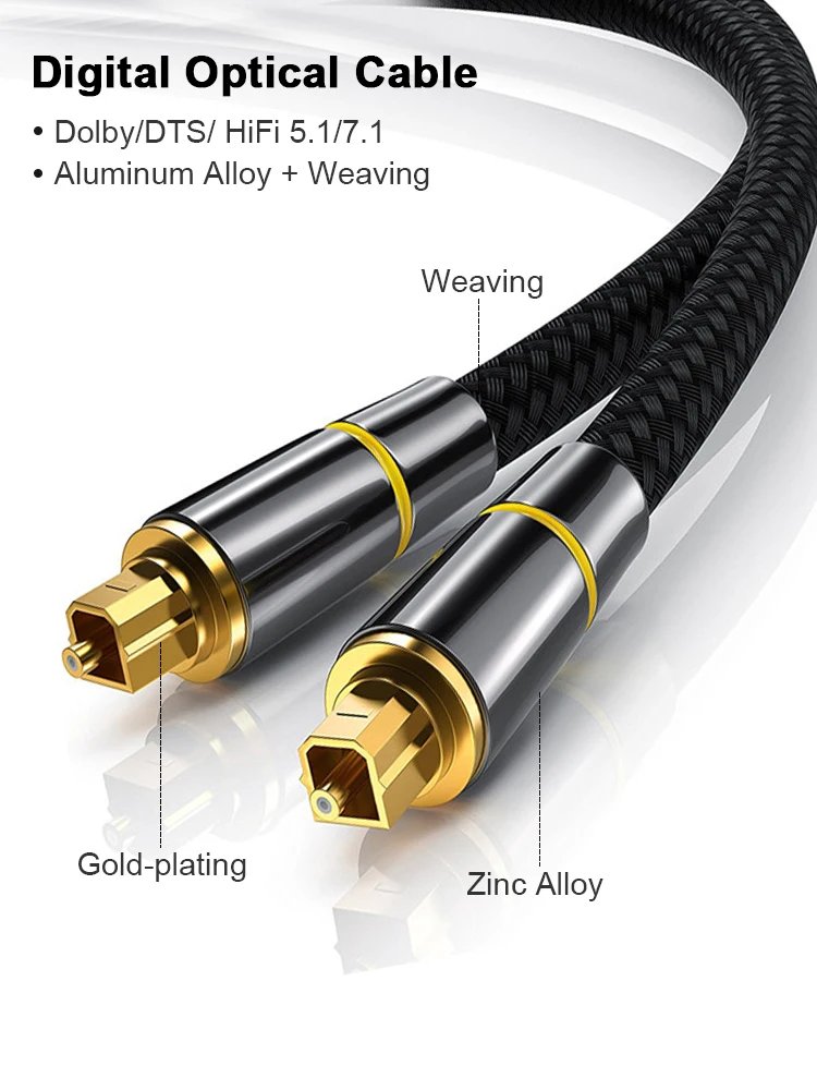 Digital Audio Optical  Cable SPDIF Toslink Audio Amplifier Coaxial Cables HiFi Speaker Wire Home Theater Soundbar Fiber Cable