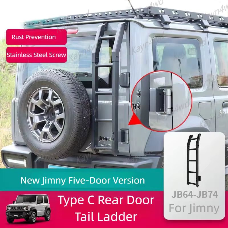 Off-Road 4x4 Accessories Aluminu Tailgate Climbing Ladder For SUZUKI Jimny JB64 JB74 Roof Climbing Expansion Luggage Rack Ladder