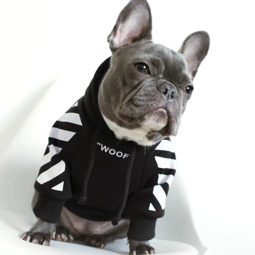 Pet Dog Clothes for French Bulldog Adidog Stripe Pattern Dogs Hoodie Clothes Jacket for French Bulldog