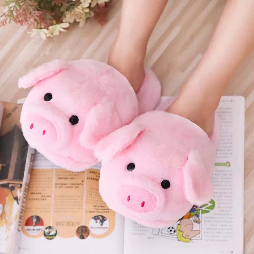 Winter Women Warm Indoor Slippers Ladies Fashion Cute Pink Pig Shoes Women's Soft Short Furry Plush Home Floor Slipper SH467