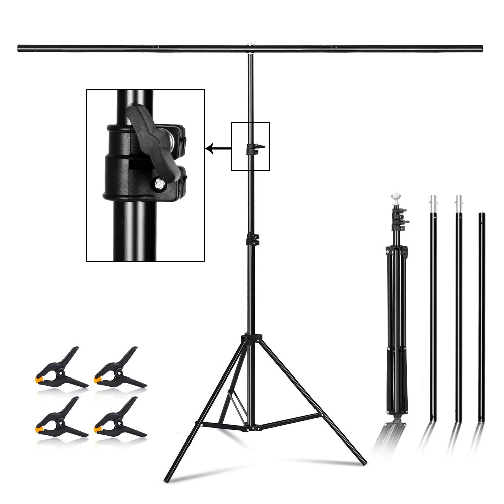 T Stand Background for Backdrop Wall Photography Adjustable Support System Photo Studio  for Non-Woven Muslin Backdrops