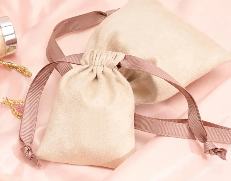 Customized Jewelry Pouch Soft Velvet Drawstring Bag Party Candy Flannel Dust Sack Makeup Shoe Cloth Packaging