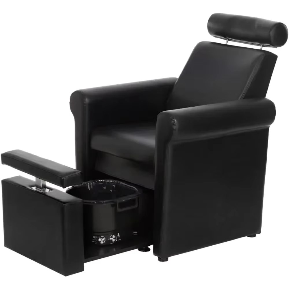Salon Spa Equipment Mona Lisa Plumb Free Pedicure Chair - No Plumbing, Adjustable, Portable, Removable, Black, CHM-2320-5H-BLACK