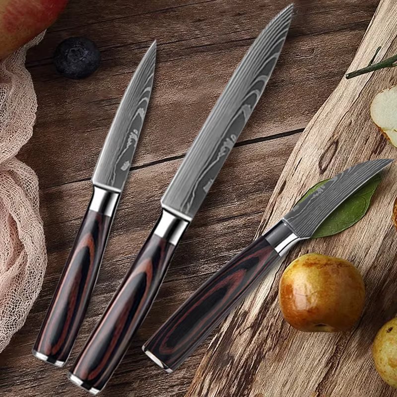 Kitchen Knife Chef Knives Meat Cleaver Fruit Vegetable Knife Slicing Knife Santoku Knife Damascus Pattern Cooking Cutter