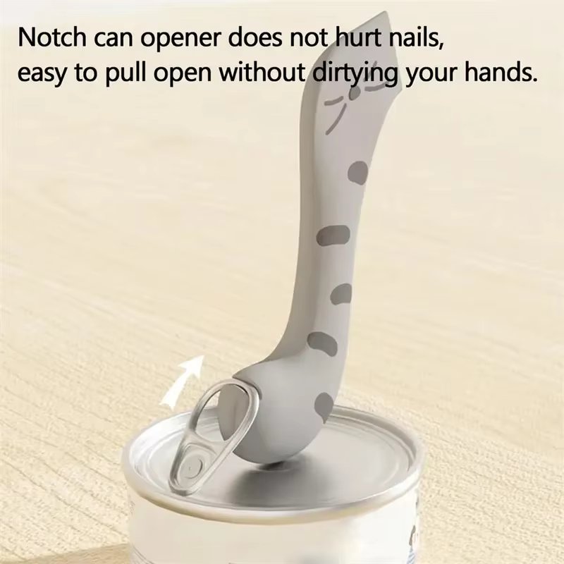 Multifunctional pet can spoon jar opener, wet food mixed spoon, silicone cat can sealing cover, high