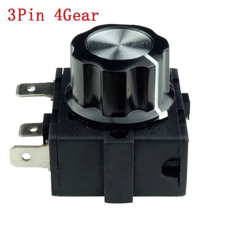16A 3Pin 5Pin AC Electric Heater Knob Switch 4Gear Rotary Selector Thermostat Switch For Filter 3Gear Temperature Control Switch