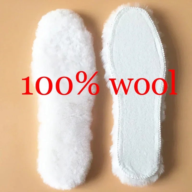 Natural Sheepskin Insoles Winter Real Fur Wool Insoles Men Women Warm Soft Thick Warm Cashmere Snow Boots Shoe Pad