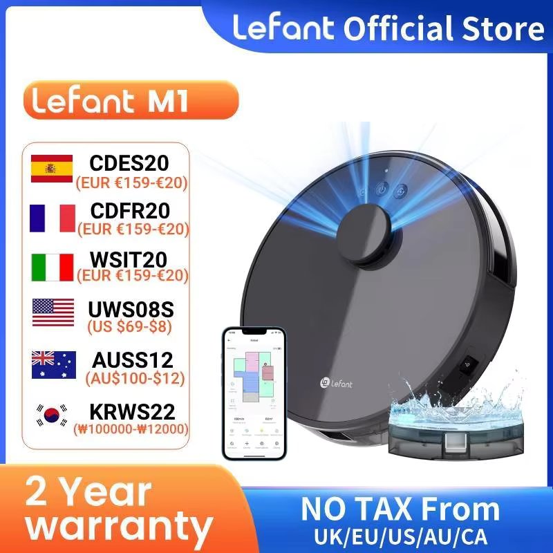 Lefant M1 Robot Vacuum Cleaner with mopping 4000Pa Suction, Lidar Navigation,WiFi/App/Alexa, Ideal for Pet Hair,Carpet