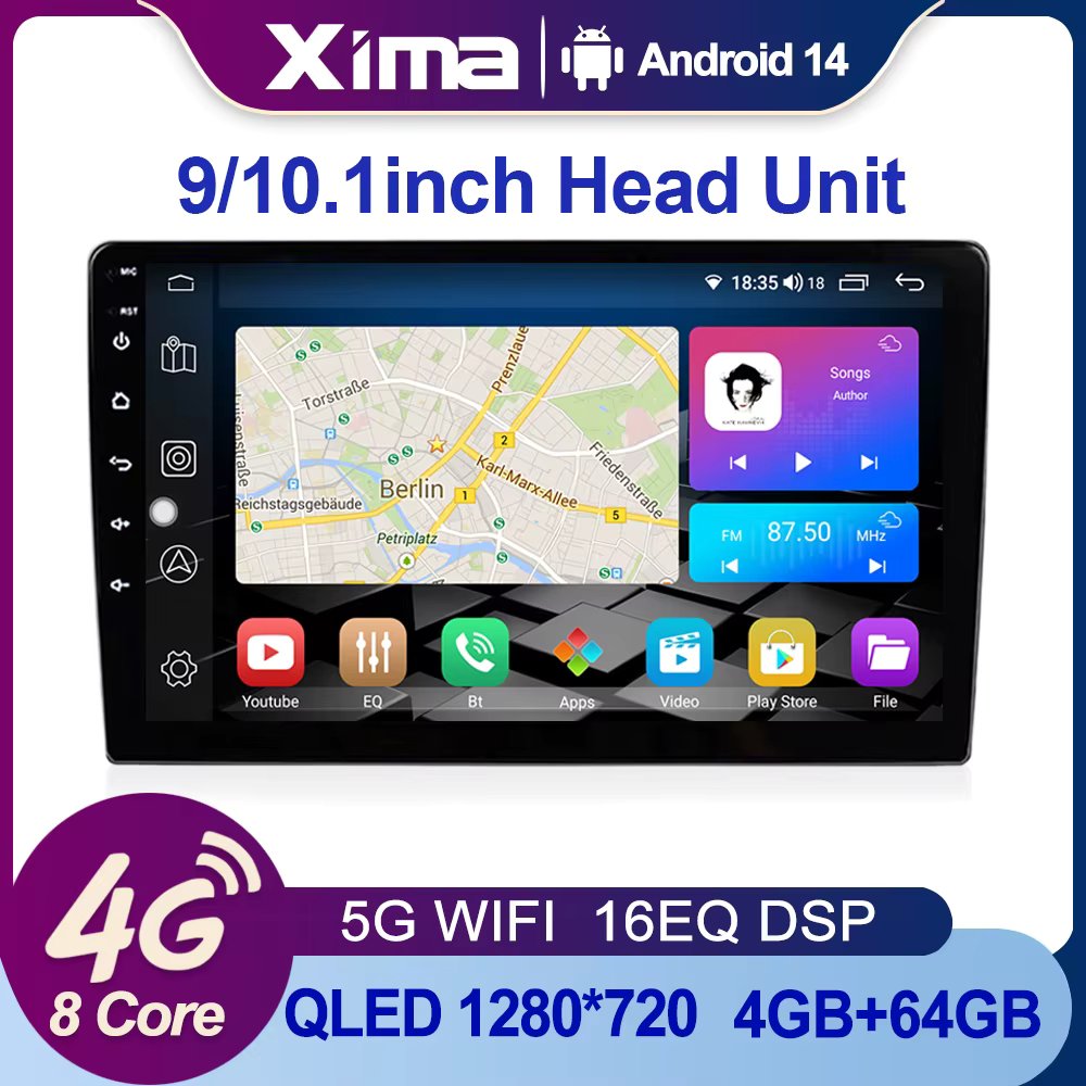 XIMA 7 9 10 inch 4G 8Core 5G WIFI Carplay Android Aauto Car Radio Multimedia Player 2 din stereo Receiver 2DIN GPS dvd Head Unit