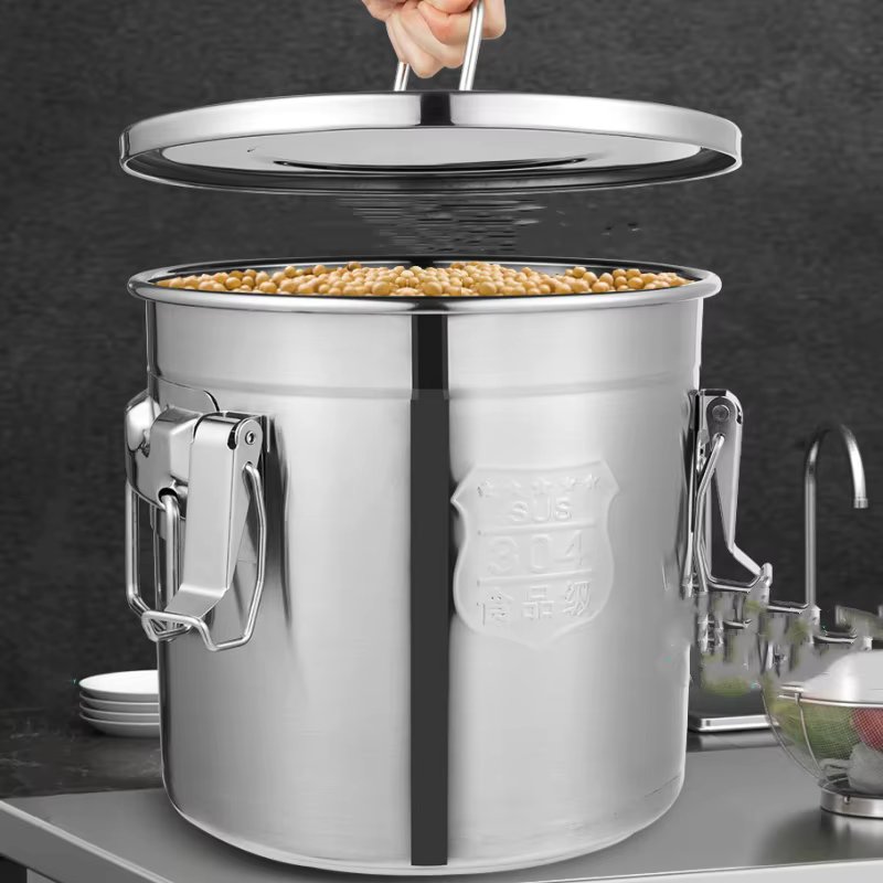 12L Stainless Steel Cereal Rice Storage Container Bucket Airtight Canister + Lid