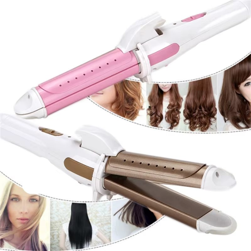 Professional Multifunction 3 In 1 Gold Ceramic Hair Curler Hair Curling Iron Hair Straightener Heated Roller Hair Styling Tools