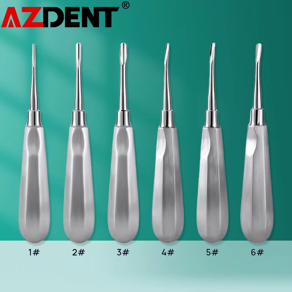 Azdent Dental Elevator Stainless Steel Dentist Tool Surgical Instrument Tooth Extraction Tool Straight Curved Teeth Elevator Lab