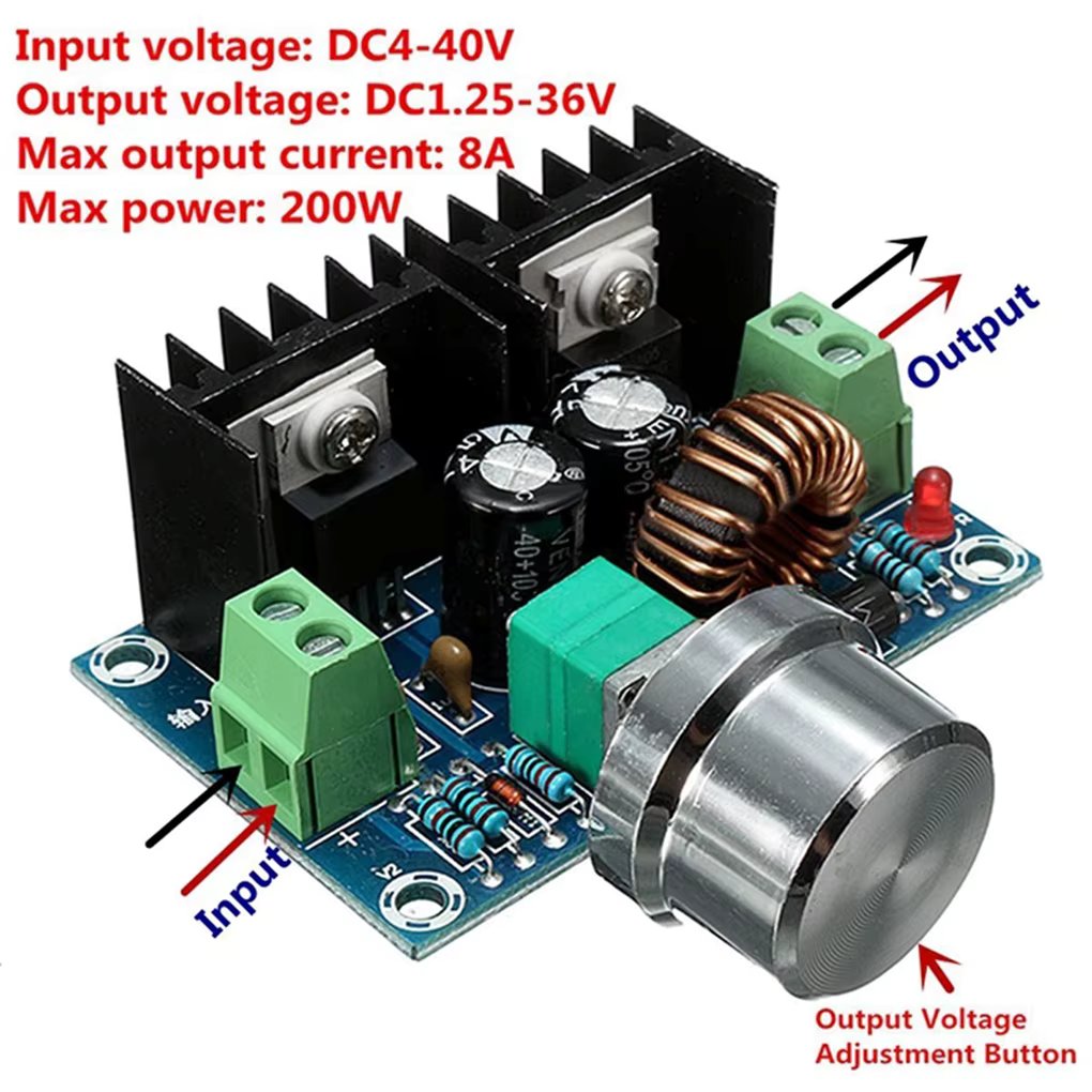 Step-down power supply module DC4-40v to DC1.25-36v 8A 200w adjustable XL4016E1 DC-DC DC voltage regulator
