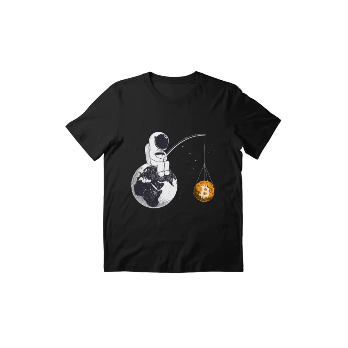 Men's Astronaut Basic Cotton Casual Streetwear Bitcoin T-Shirt