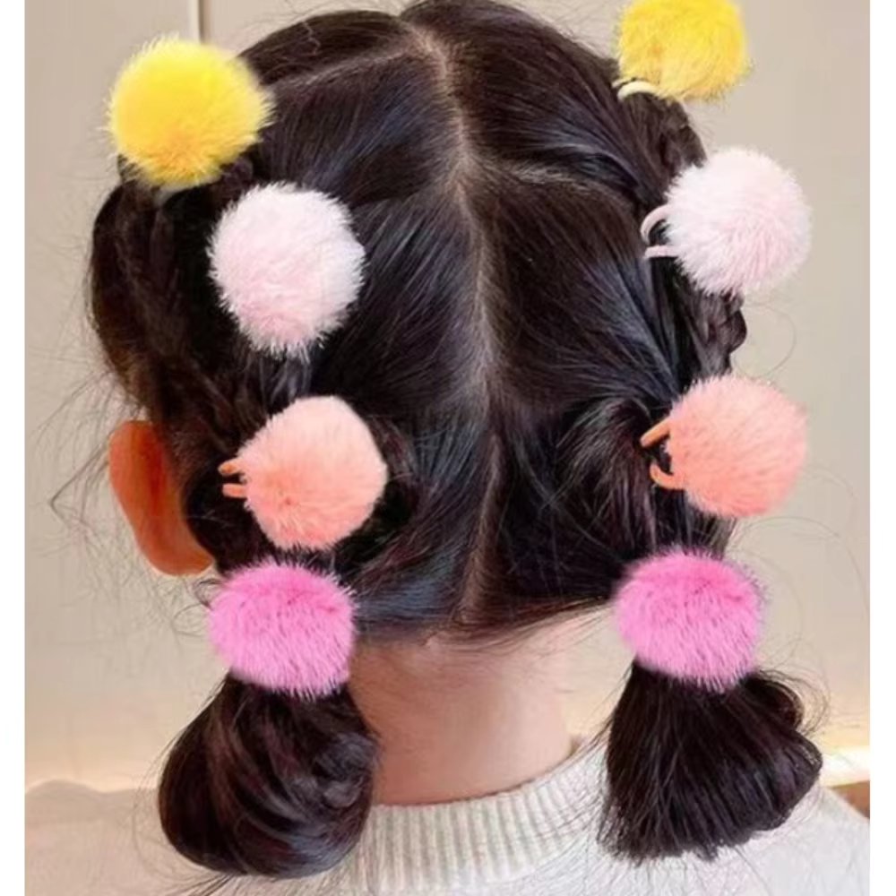6 Pos Hair Elastic Xuxinha Pompom Rabicó Colorful Buchinha Adult Child and Child
