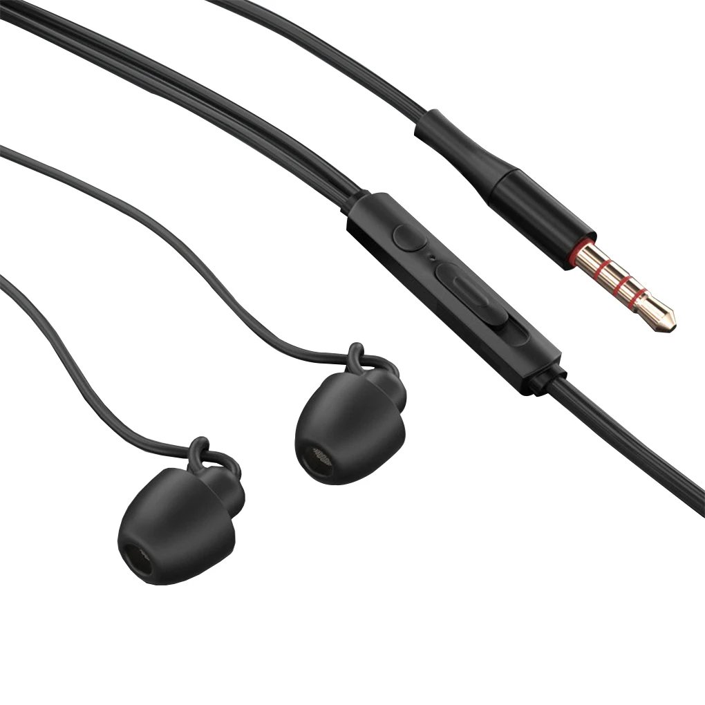 Anti-noise Sleeping Wired Headphone Headsets In-ear Noise Cancelling Earphone for Hotels Living Room Single 3 5mm Black