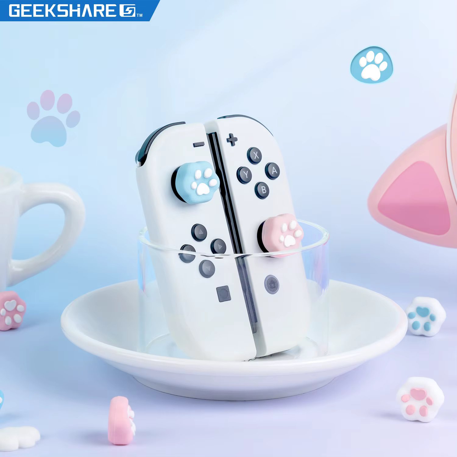GeekShare Thumb Grip Caps For Nintendo Switch Soft Silicone Cat Paw Switch OLED Rocker Covers Joystick Caps For NS Accessories