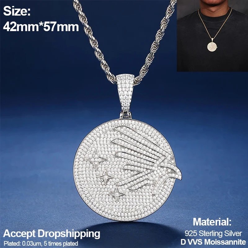 S925 D VVS Moissanite Angels Demons Pendant For Men Iced Out Hip Hop Jewlery 2 Tone Noble Angel Black Evil Justice Pendant 2024