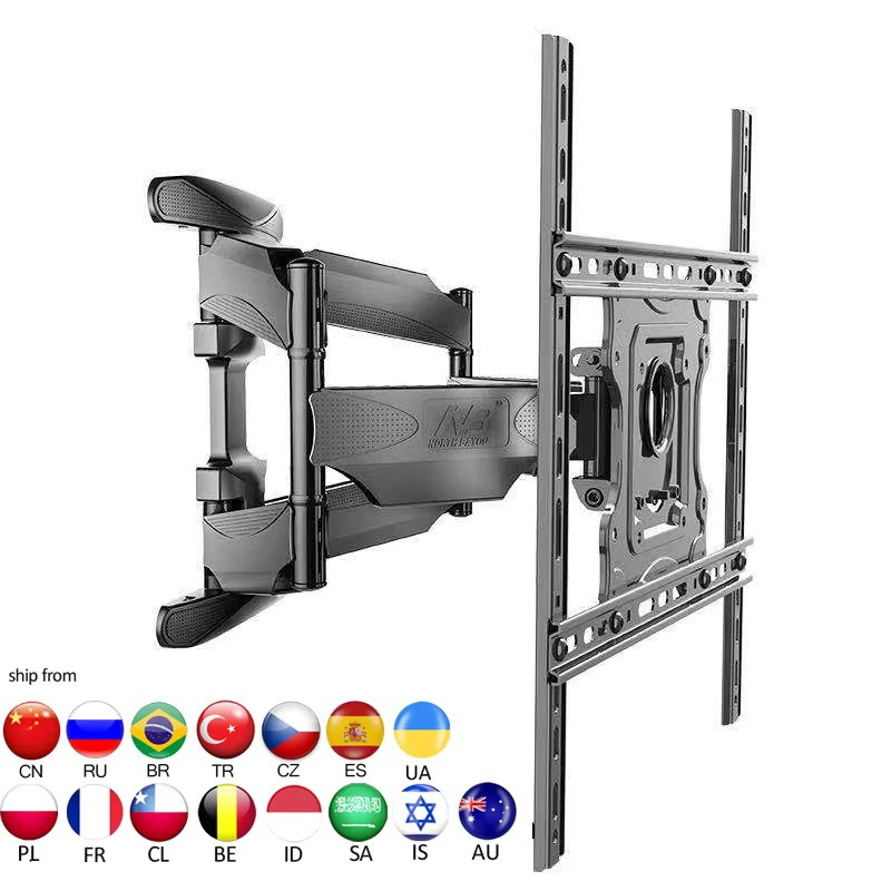 NB 757-L400 strong 6 arm 32-70" VESA  lcd tv mount bracket in wall with plastic cover 100lbs swing arms articulating