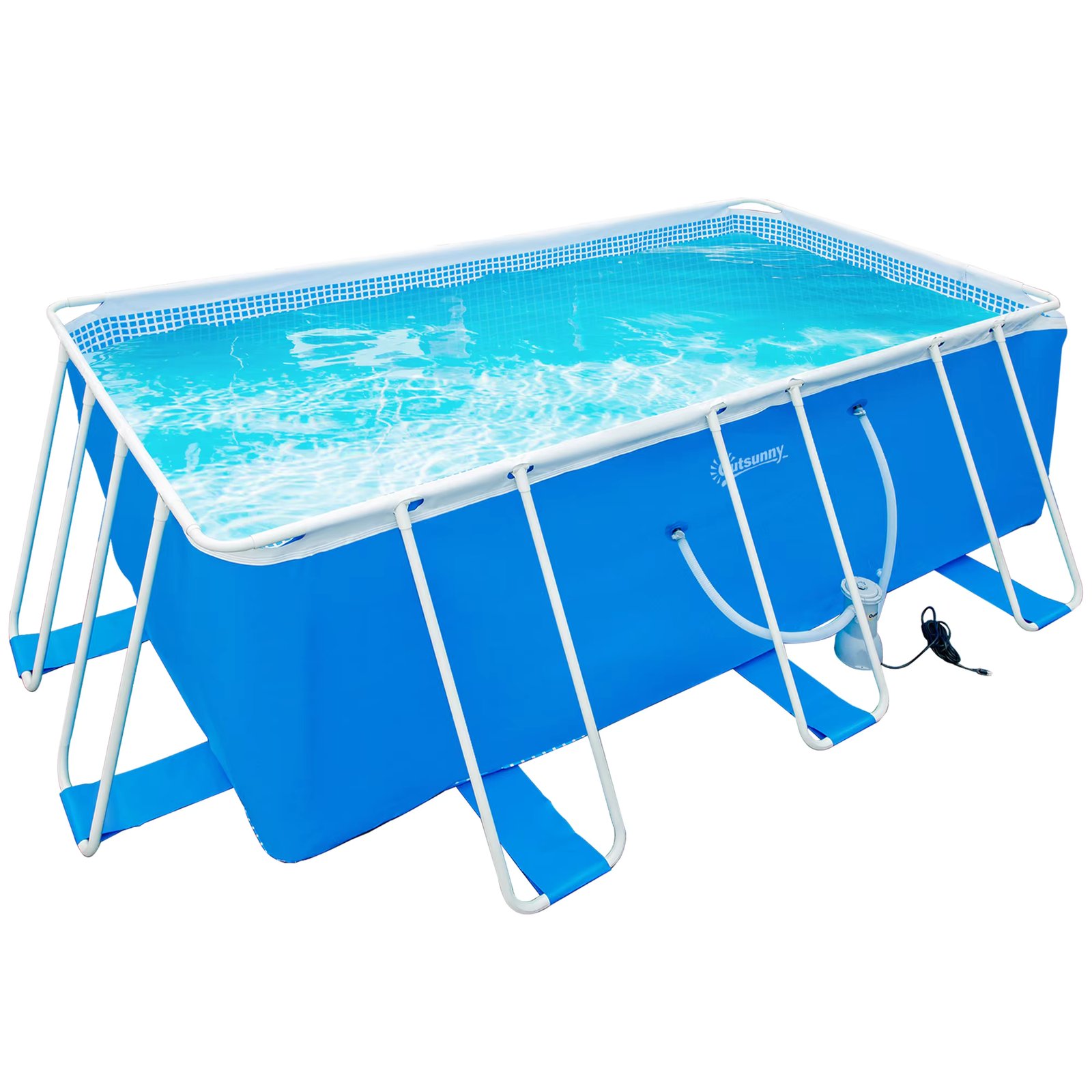 Outsunny pool removable Tubular 440x240x122cm with cartridge scrubber 4.000 L/H hose length 100cm and steel frame