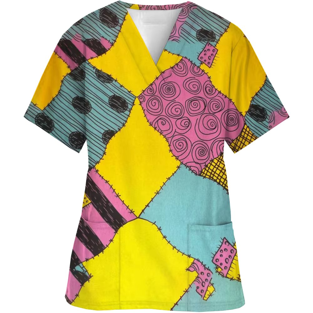 The Nightmare of Christmas workwear, hospital uniform, Halloween surgery plus size nurse medical uniform, frosted top for women