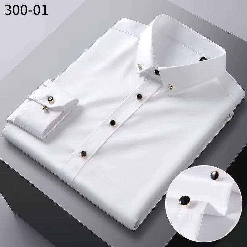Drill Button Ice Silk Shirts Men Long Sleeve Casual Formal Social No Iron Wrinkle Soft Silky Men Dress Shirts Long Sleeve White