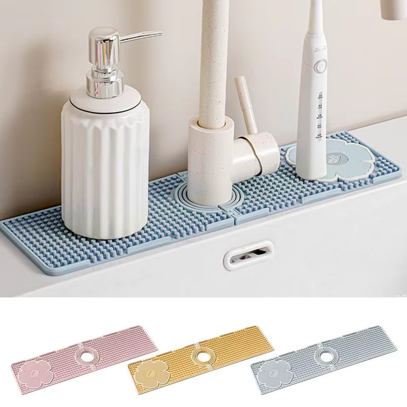 Sink Faucet Draining Guard Anti-Splash Countertop Protection Mat Double-Sided Drain Design Sink Draining Accessories