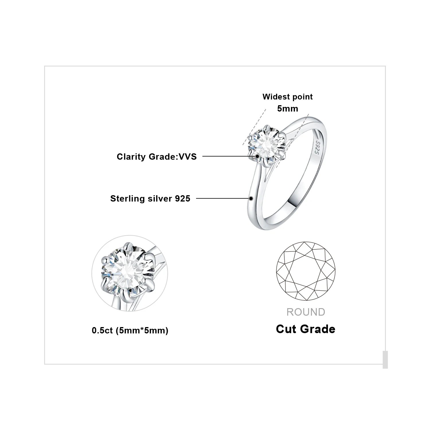 0.5ct Silver Color