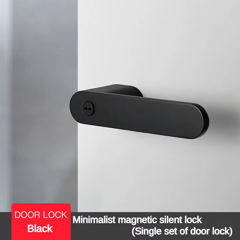 Bedroom door handle silent gray black door lock Italian minimalist ecological wooden door lock magnetic lock indoor