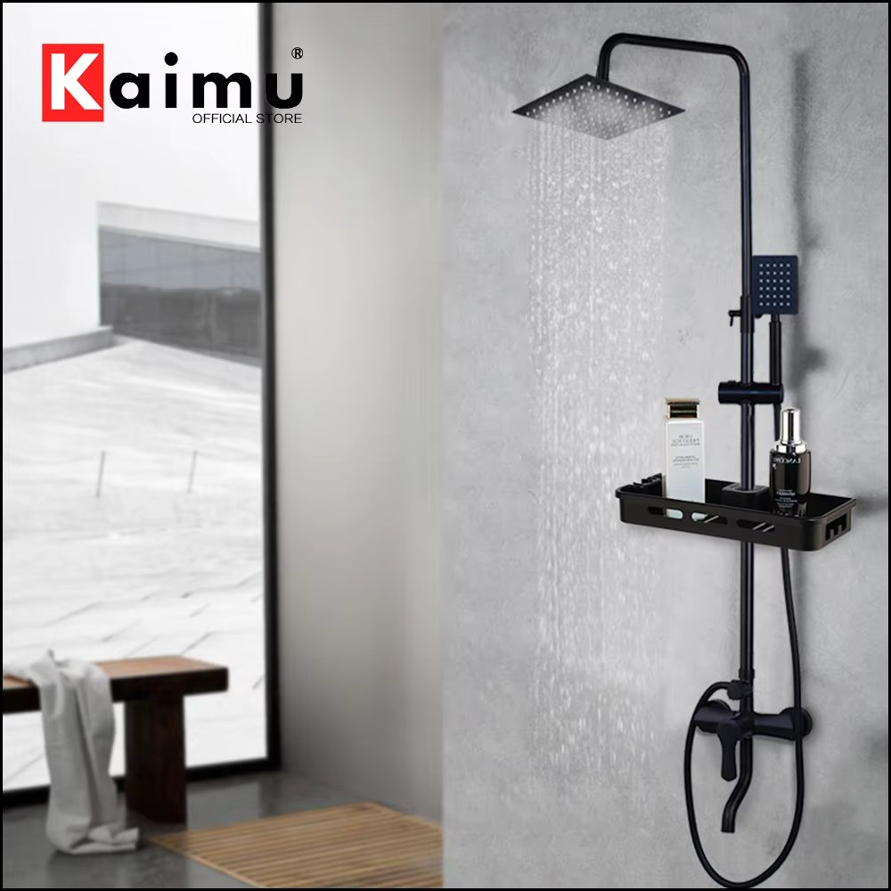 SINLAKU Matte Black Bathroom Shower Set Rainfall 8 Inch Head Wall Mounted Bath 3 Ways Hand Bathtub Shower Mixer Faucet 12 Styles