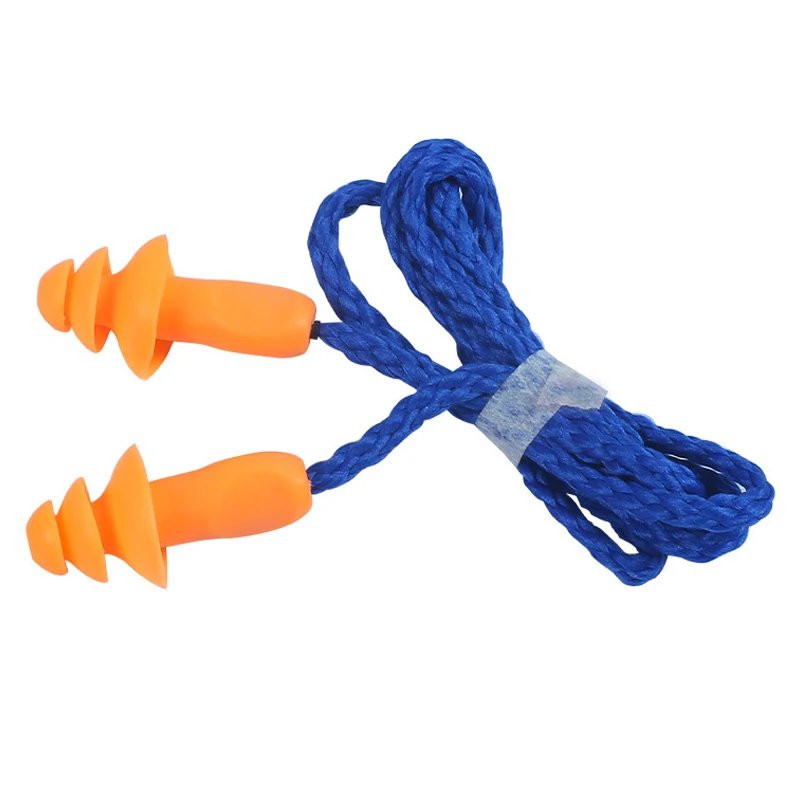 1/5/10Pairs Noise Cancelling Ear Plugs Silicone Corded Ear Plugs Ears Protector Reusable Anti-Noise Earplugs Headwear Earmuff