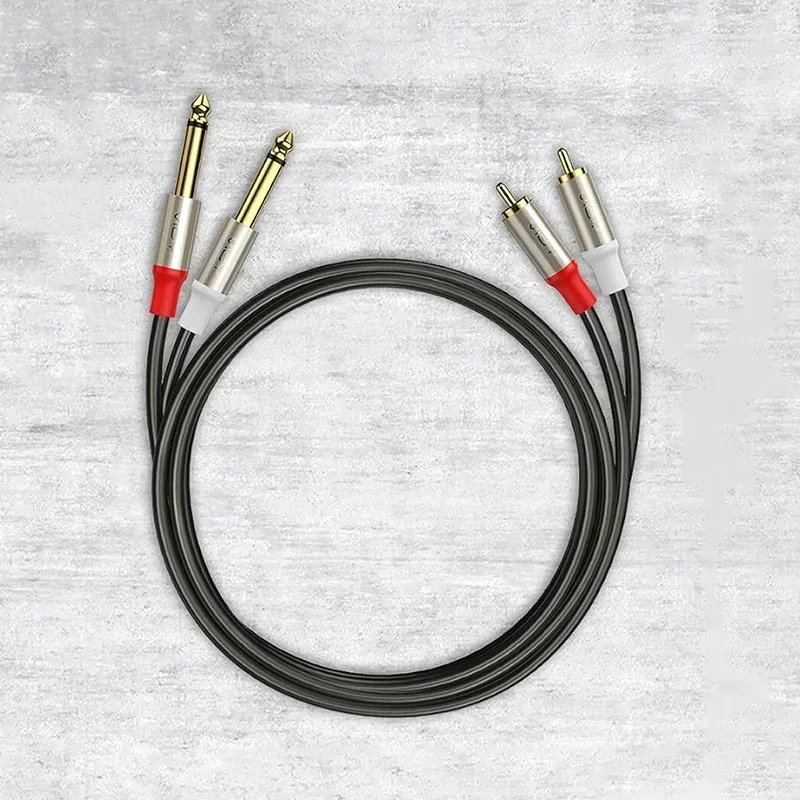 6.35mm To RCA Cable Dual 1/4 TS Male To Dual RCA Male Stereo Audio Cable for Guitar AV Receiver Speaker Amplifier Home Theater
