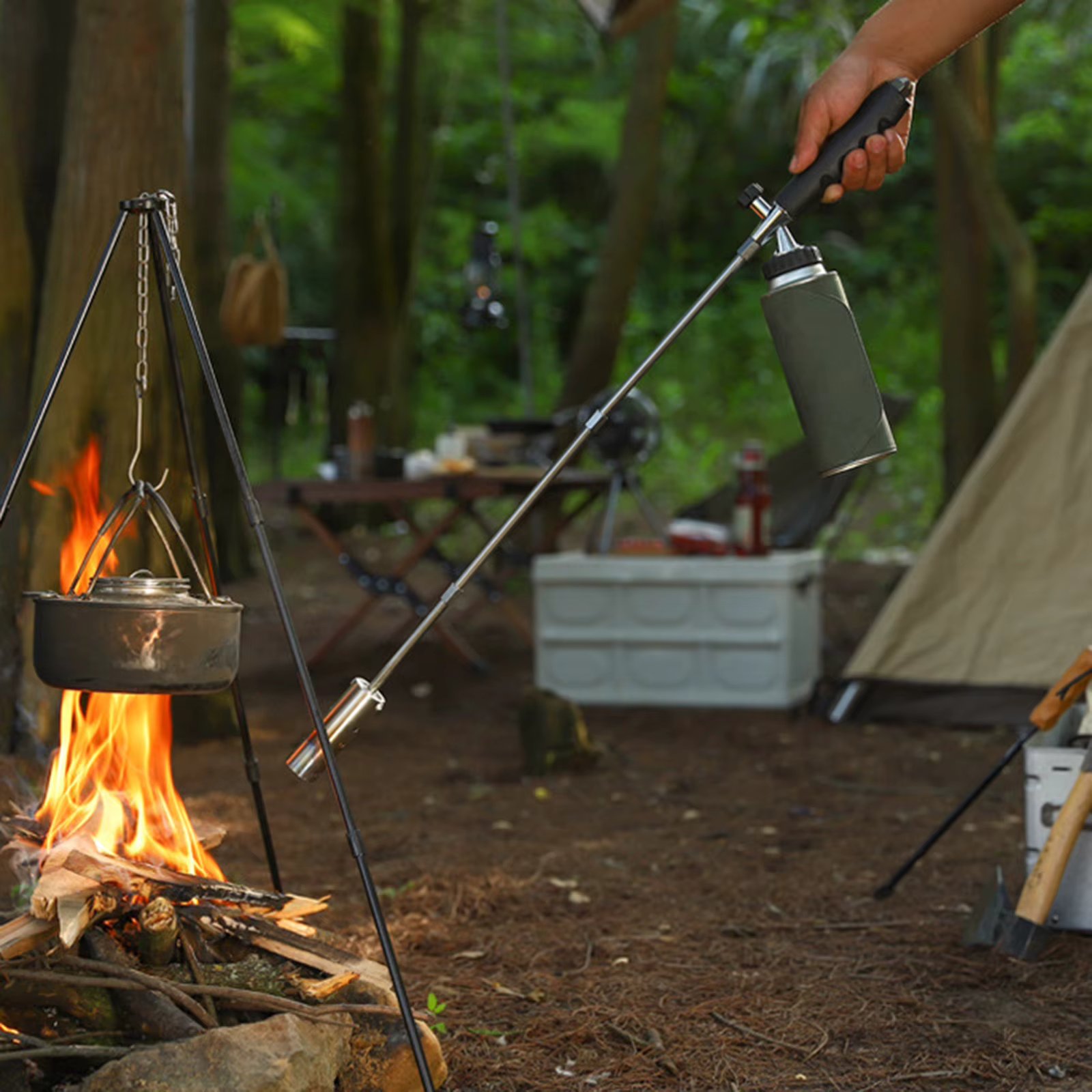 Stainless Steel Weed Torch with Detachable Long Arm Flame Control Valve Weeding Blow Torch Flame Thrower Outdoor Camping Propane