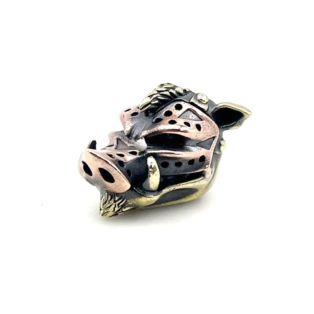 Pig Head Knife Beads EDC Wear Paracord Tools Brass Copper Lanyard Pendants Animal Style Key Rings Zipper DIY Accessories