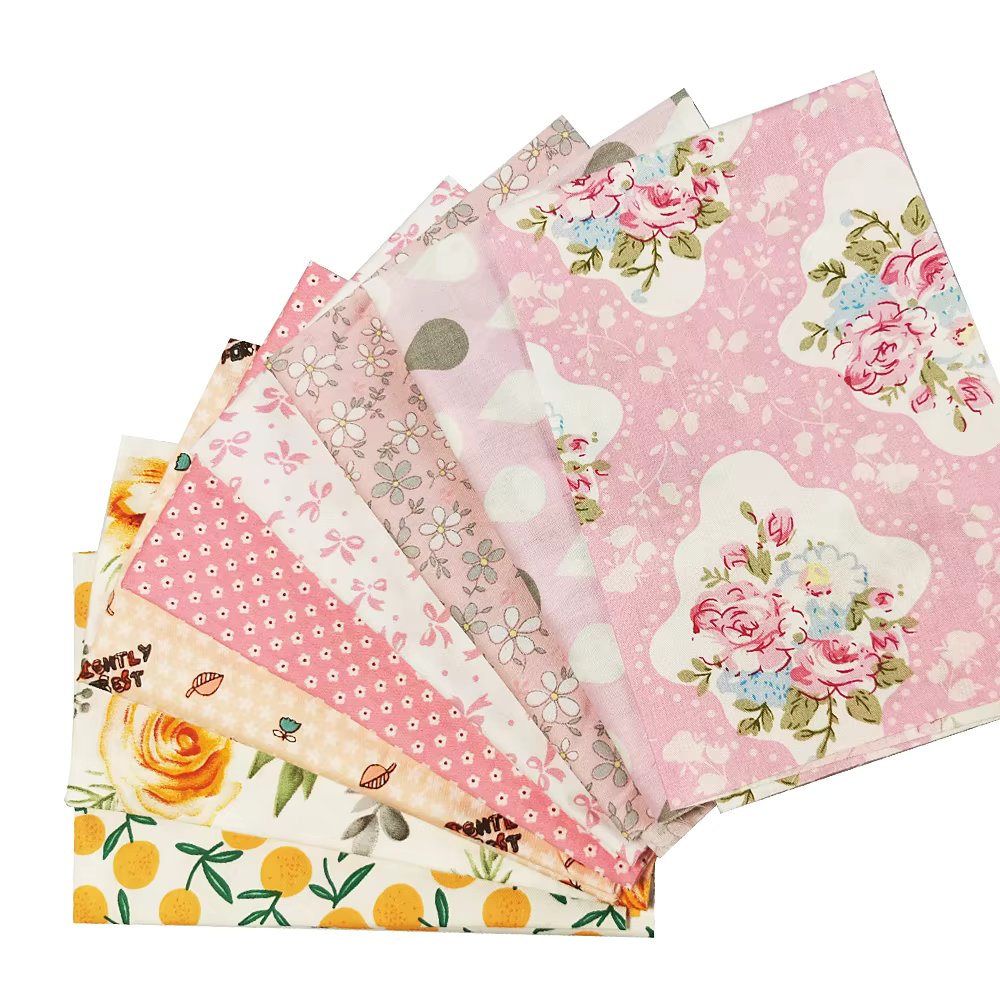 7-8 Pieces 9.8"X 7.87" (25cm X 20cm) Floral Printed Cotton Fabric Bundle Squares for Quilting Patchwork DIY Craft, Scrapbooking