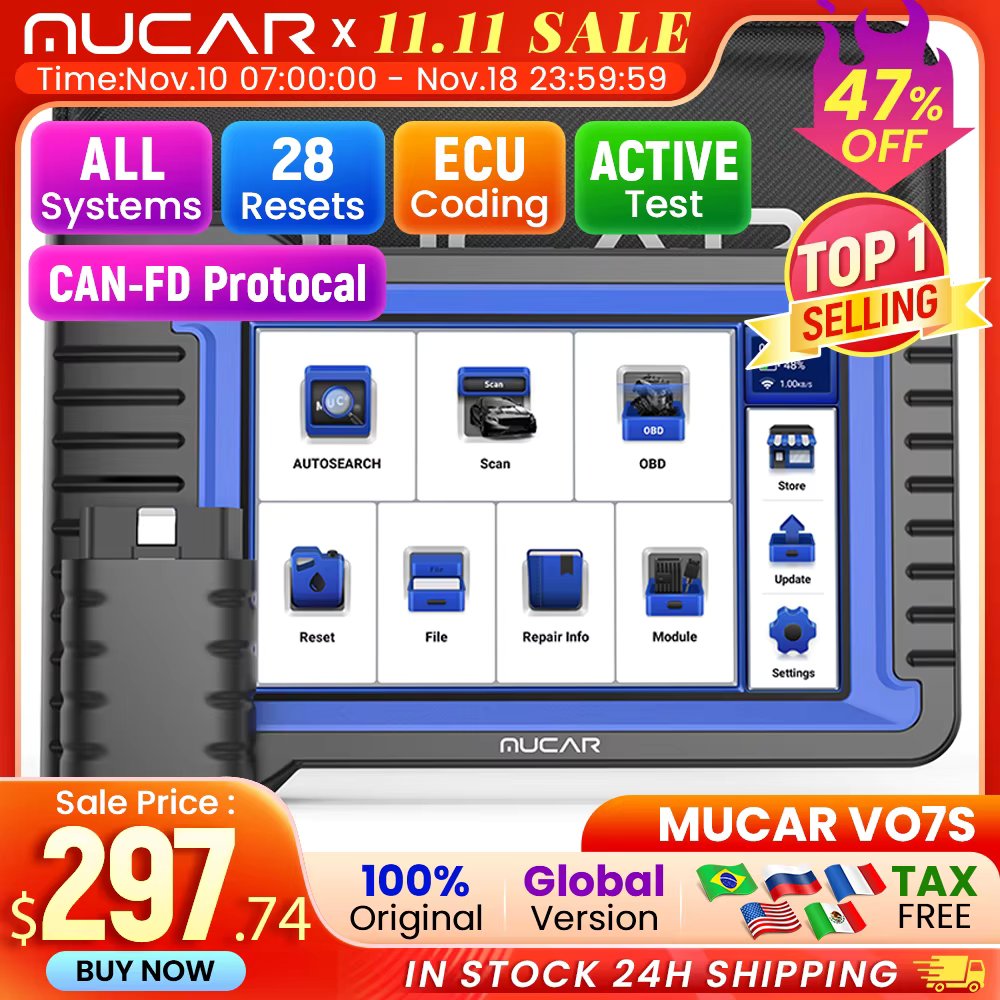 MUCAR VO7 VO7 S Best Professional Car Diagnostic Tools All System Automotive Obd2 Scanner Auto Diagnosis ECU Coding Active Test