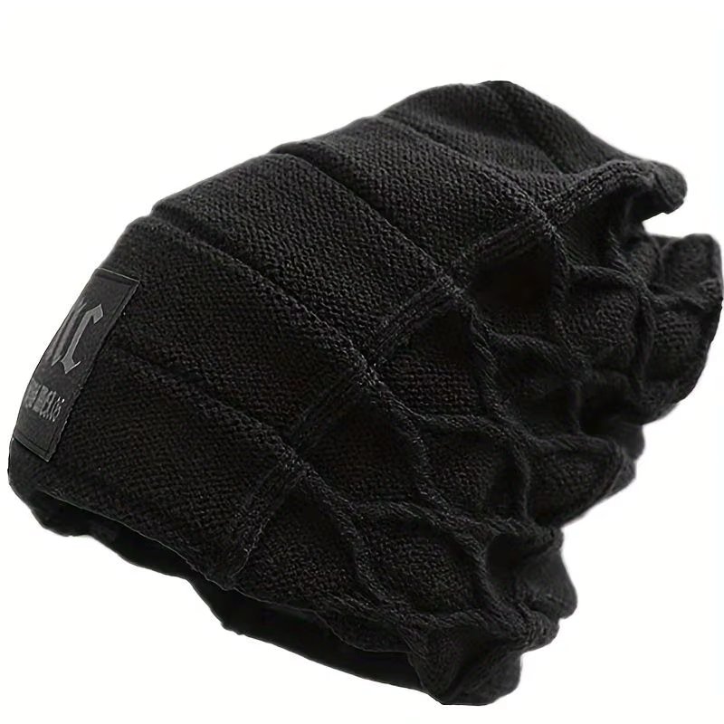 Men's autumn and winter wool thickened knit hat outdoor sports warm sleeve woolen hat Korean letter NC hat