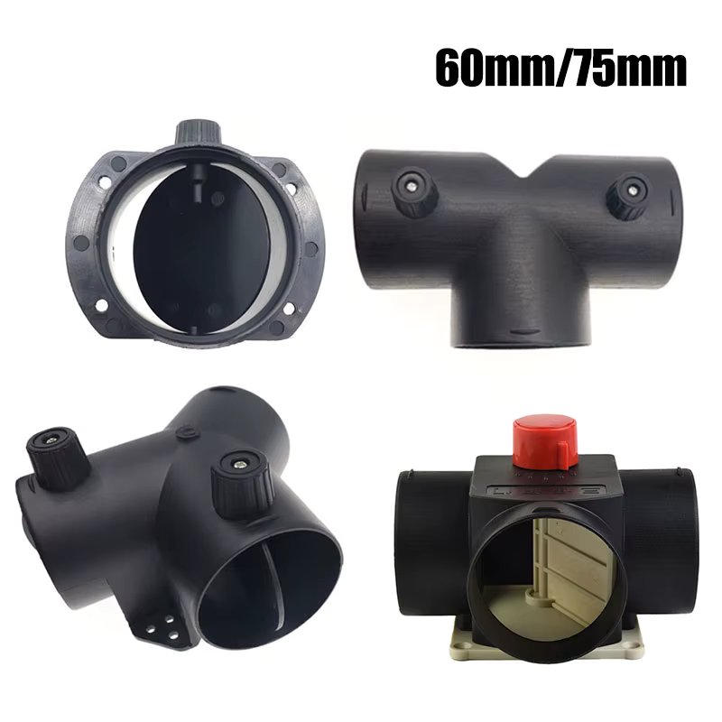 60mm/75mm Y T Piece Car Diesel Heater Air Vent Ducting w/Regulating Valve Flap Exhaust Connector For Webasto Eberspacher Propex