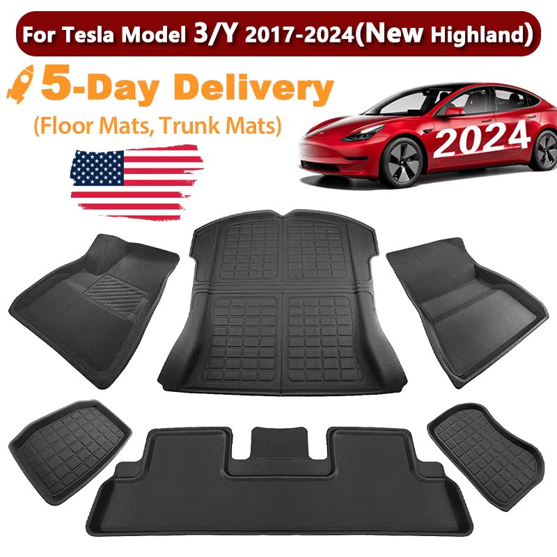 For Tesla Model Y 3 Highland Floor Mat Trunk Luggage Mat LHD RHD 2017 to 2024 2025 Left Right Rudder Four Seasons Floor Liner