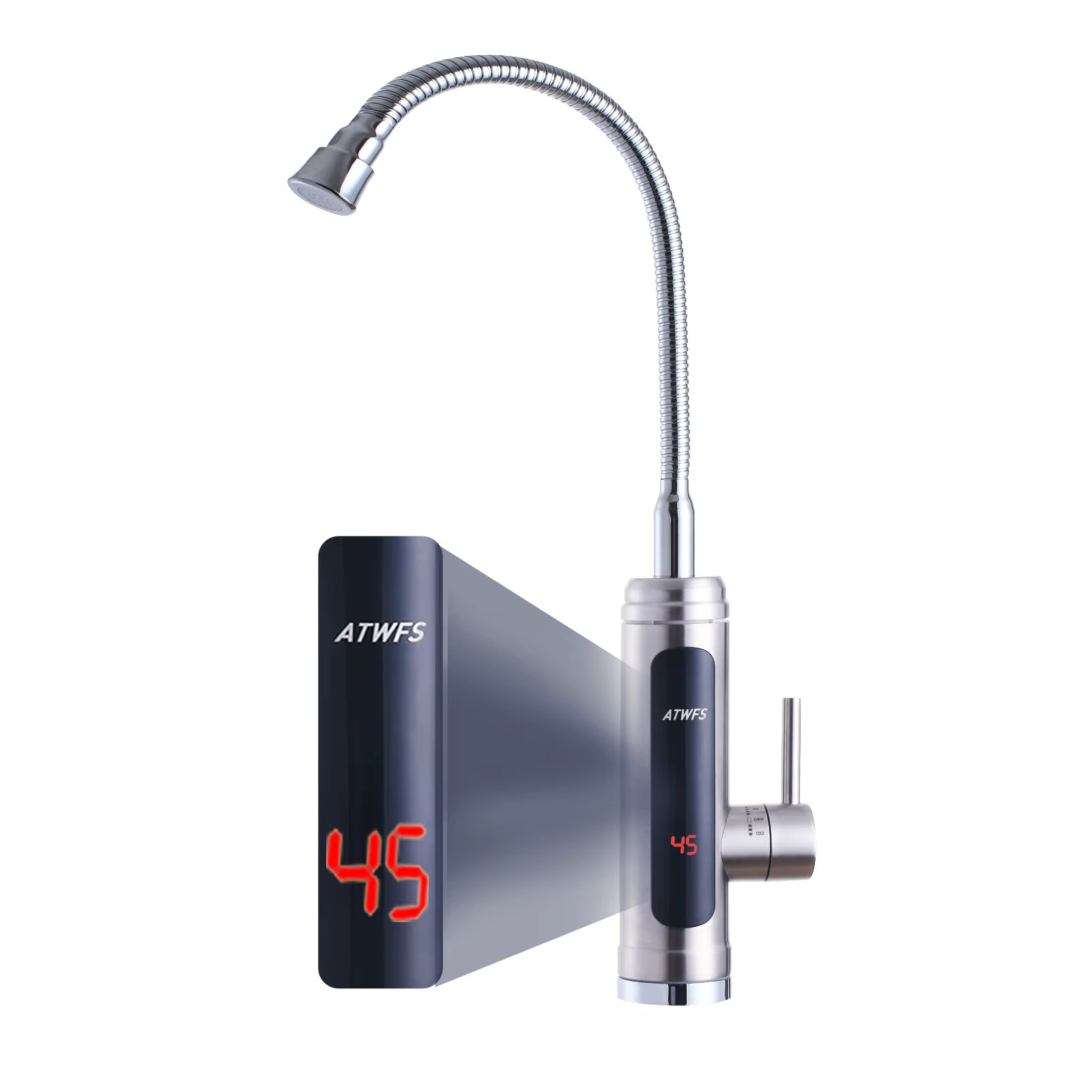 ATWFS 220V Instant Water Heater Faucet Tankless Heaters Kitchen Hot Water Tap Bathroom Heating Electric Stainless Steel Shell