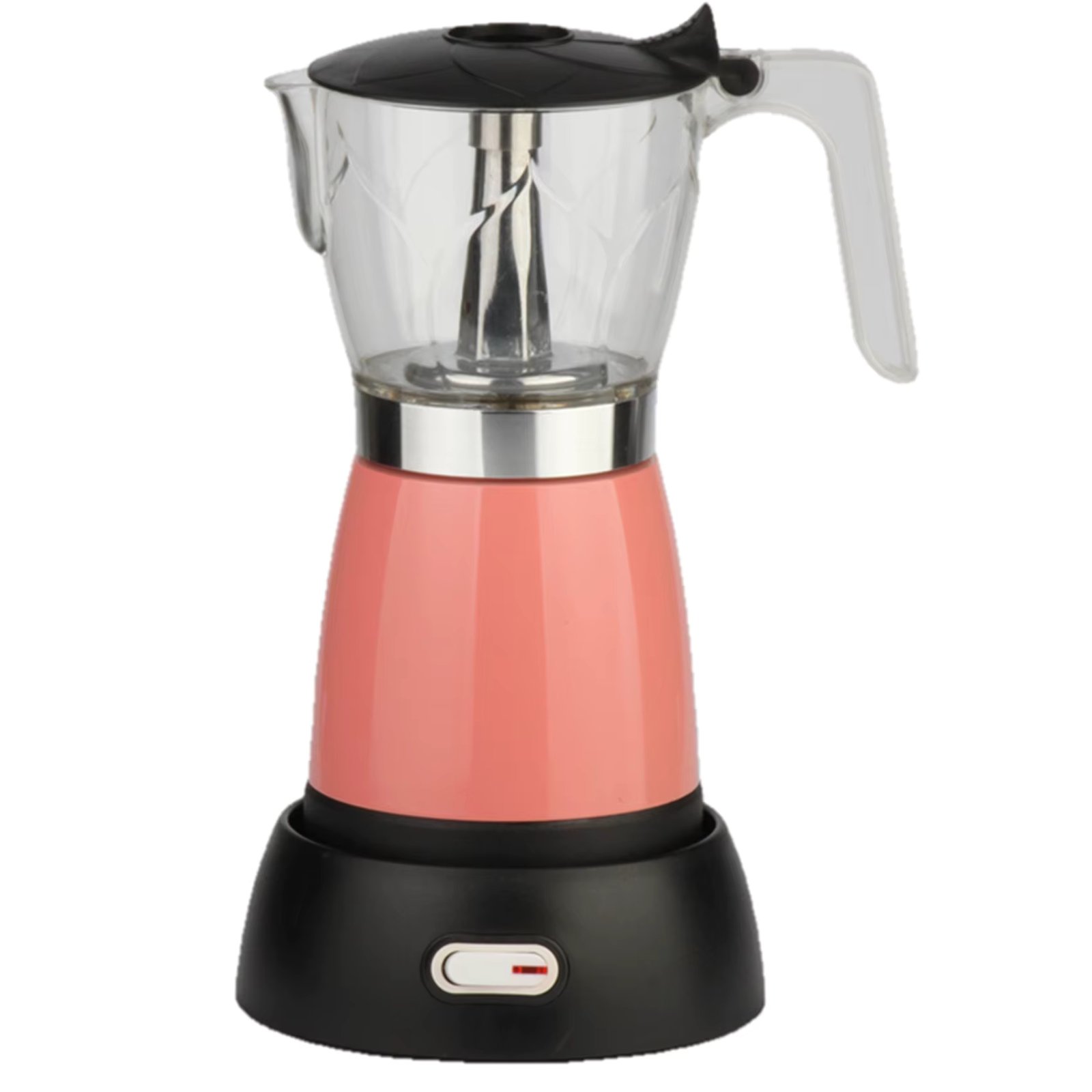 300ML Electric Mocha Coffee Maker Visualization Coffee Maker Moka Pot Espresso for Home Kitchen Office EU Plug Pink
