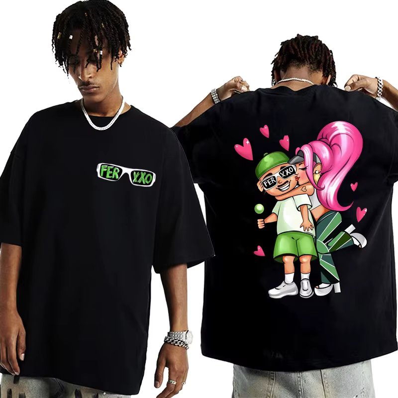 Singer Karol G and Feid Ferxxo Graphic T-shirt for Men Women Fashion Aesthetic Vintage T Shirt Casual Cotton Oversized Tee Shirt
